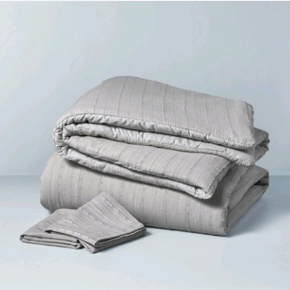 Hearth & Hand w/Magnolia King Washed Loop Stripe Duvet Cover Bedding set…